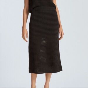 Everlane Textured Black Midi Skirt